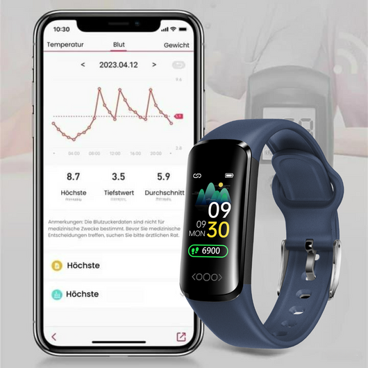 Healthtec Gesundheits-Smartwatch zur Überwachung vom Blutzucker