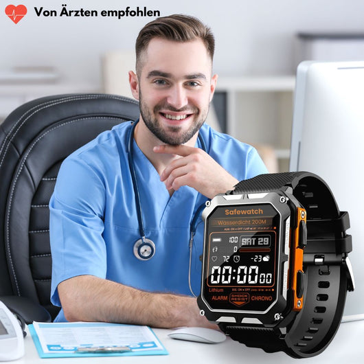 AirForce Health K52 - die unzerstörbare Smartwatch mit Echtzeit Herzfrequenzmesser, Blutdruck-/Sauerstoff-Tracker