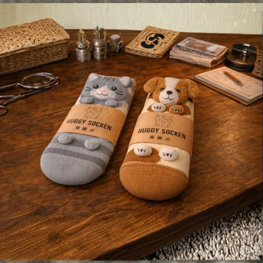 HUGGY Kuschelsocken – mit Katzen & Hunden – Einheitsgröße – Unisex